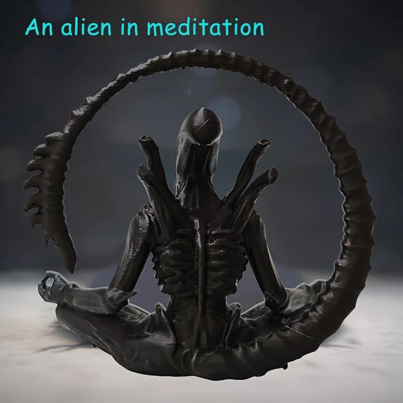 An alien ornament in meditation, creatively designed to create a personalized atmosphere space, suitable for collection.