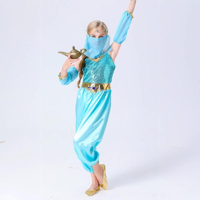 New Halloween Children Princess Jasmine Search Banner Magic Lamp Performance Clothes Full Dance Clothes