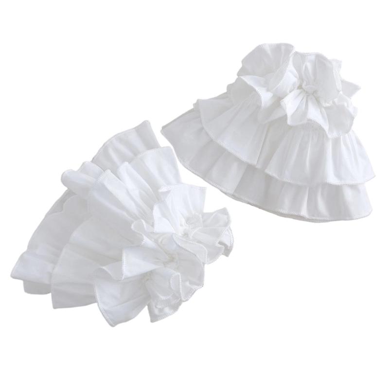 White Detachable Puff Sleeves with Stretch Openings for Off Shoulder Dress Styling and Photo Ready Wear