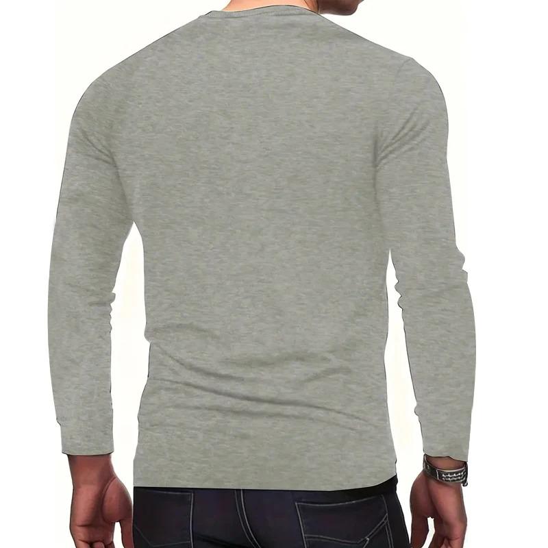 Men'S Color Blocked Long Sleeve Round Neck T-Shirt 100% Polyester Fiber With Moderate Elasticity Suitable For Sports And Leisure
