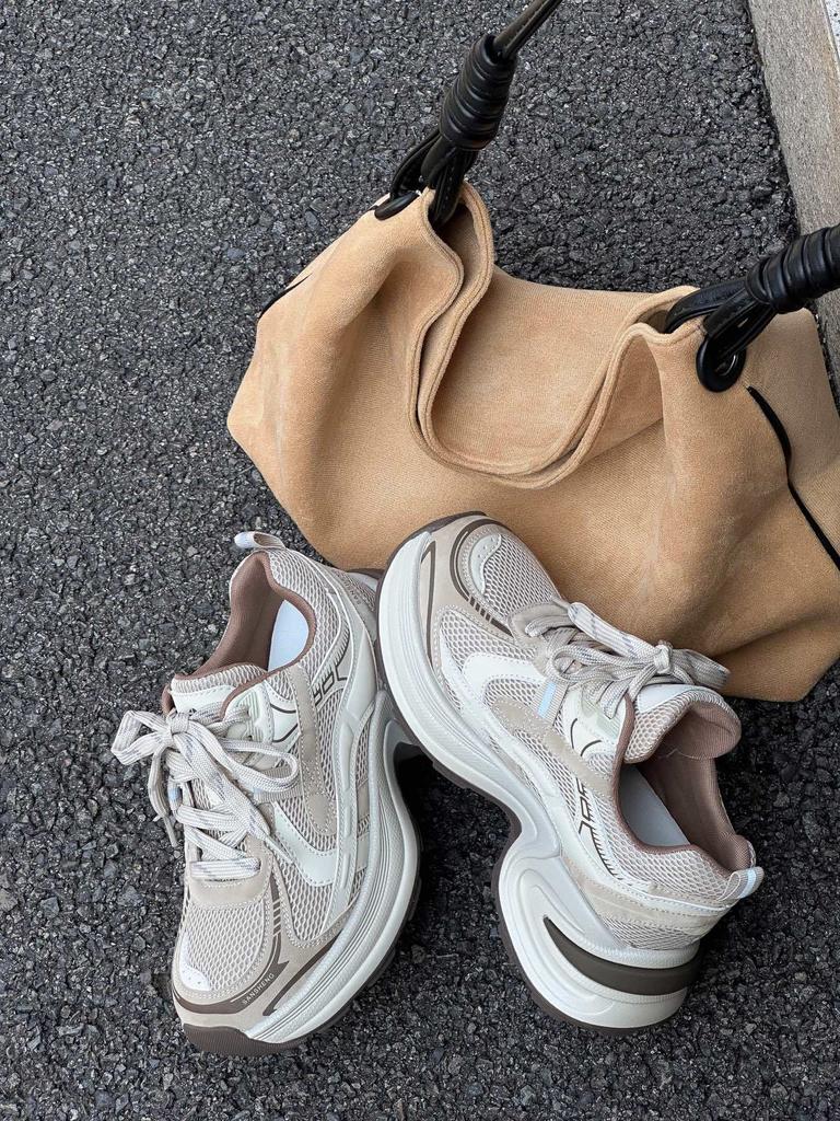 Leather Korean Version of Dad Shoes for Women's 2025 Autumn New Thick-soled Heightened, Light and Not Tired, Versatile Casual Sports Shoes