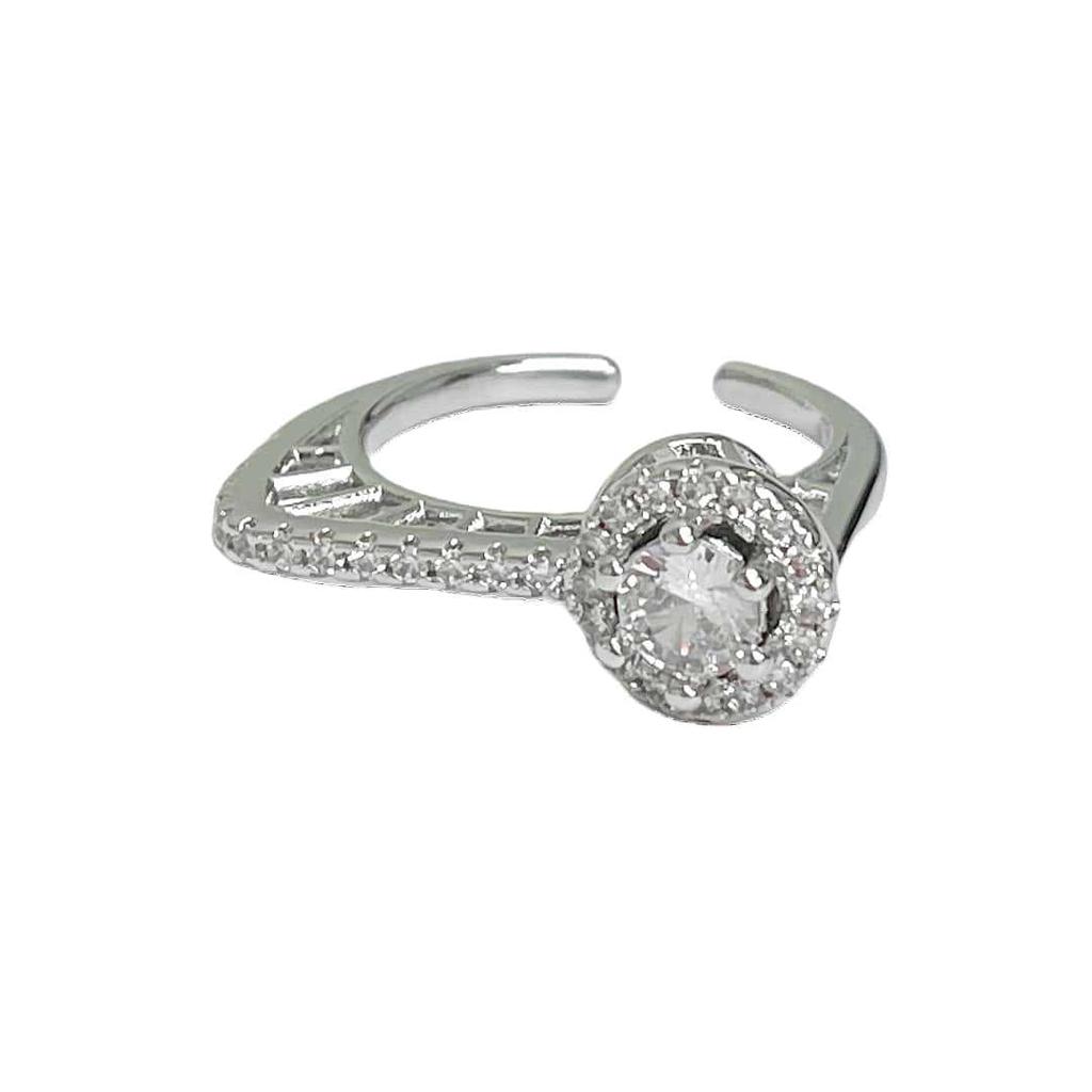 Schlichter, mit Diamanten besetzter, eleganter offener Ring, modisches Nischendesign, leichter Luxus, exquisit, glänzender High-End-Sinn, personalisierter Damenring