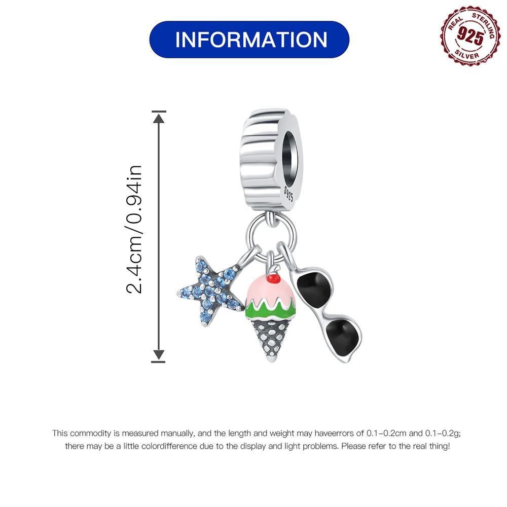 Original Copper Charms Luxury Starfish Ice Cream Sunglasses Pendant Beads Fit Bracelet Diy Women Making Delicate Gi