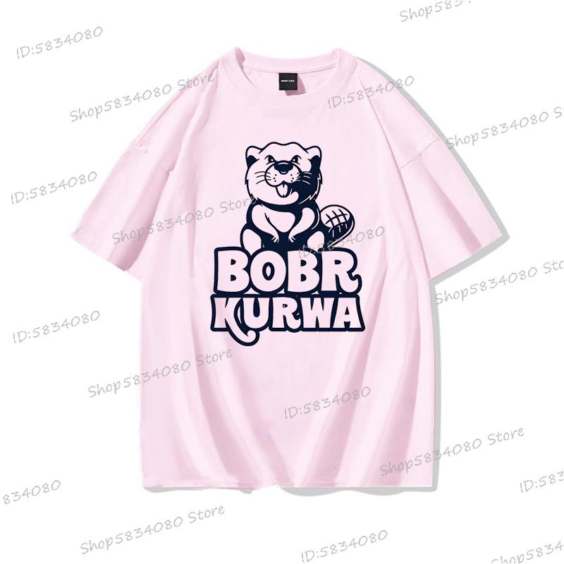 Bobr Kurwa Cotton Short Sleeve Tshirt Women Unisex Clothes Funny Kurwa Bober Cartoon Tee Shirt Harajuku Y2k High Quality Loose Tee