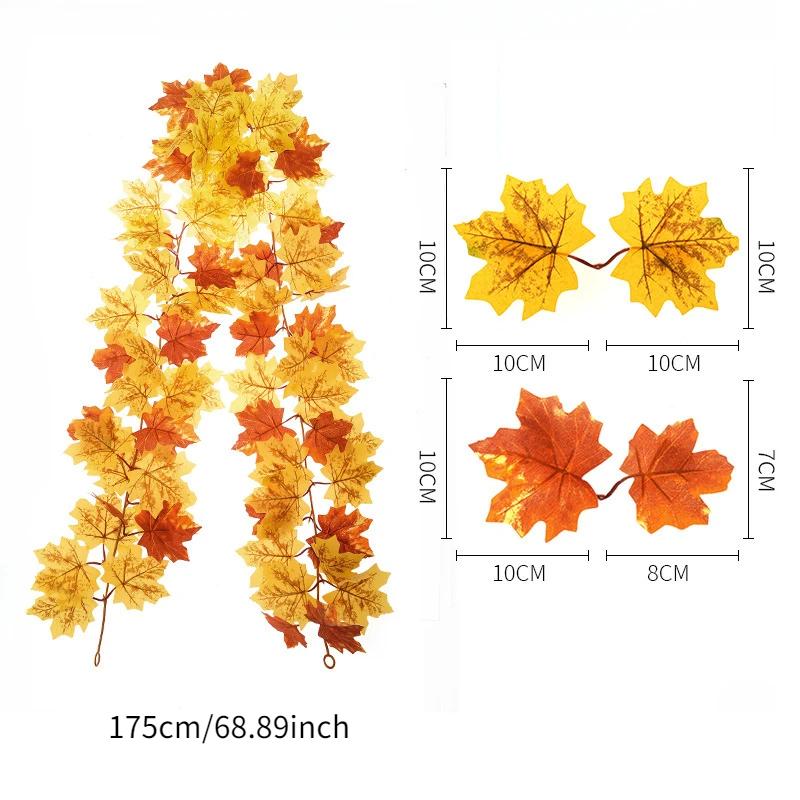 

Искусственная осенняя гирлянда из кленовых листьев, искусственные растения, осенний декор, листья, виноградная лоза для Дня благодарения, Хэллоуина, фестивалей, свадебных украшений 1PC
