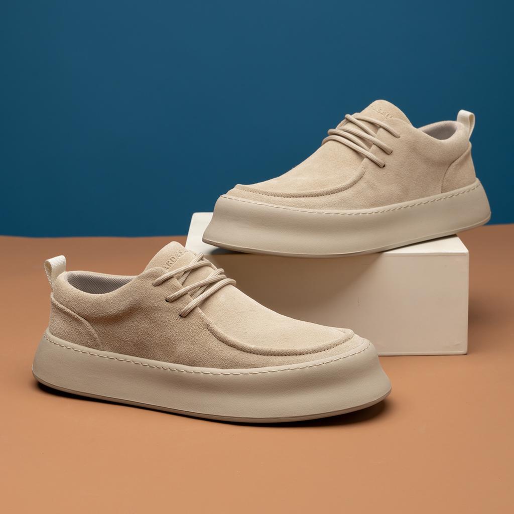 2025 Direct Supply Men's Shoes Autumn New Flip Fur Casual Board Shoes Platform Breathable Trend Lace-up Low-top Shoes