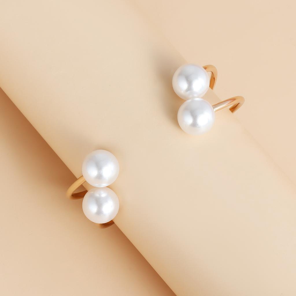 Accessories, Punk Geometric Exaggerated Imitation Pearl Retro Bracelet, Ethnic Style Open Metal Bracelet Women