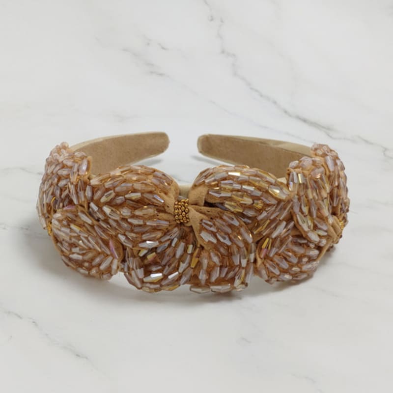 

ЛALA Повязка для волос с вышивкой бисером - Бежевая FREE