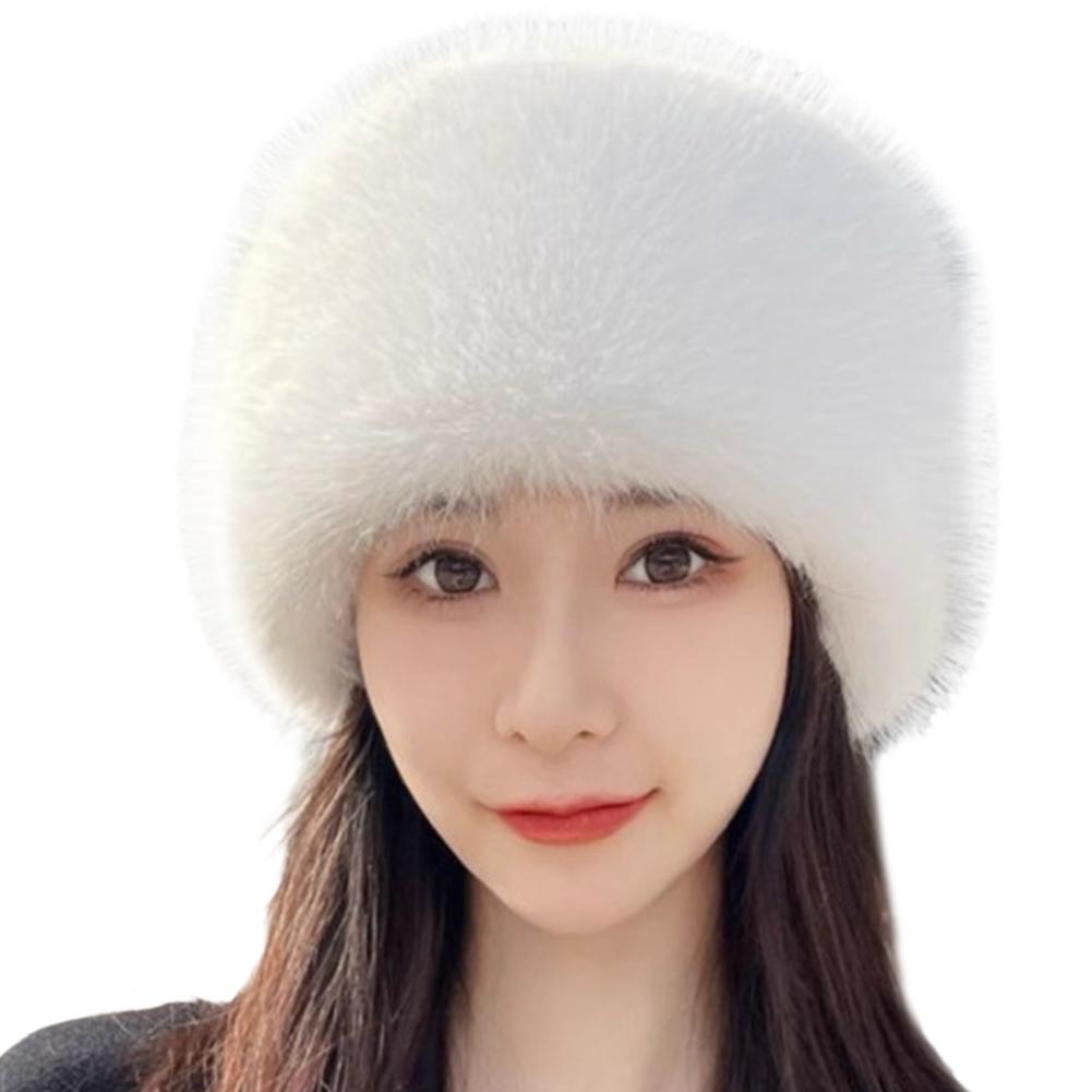 Fashion Plush Fluffy Fur Bucket Hat Warm Furry Panama Cap Ear Protection Soft Mongolian Cap Winter