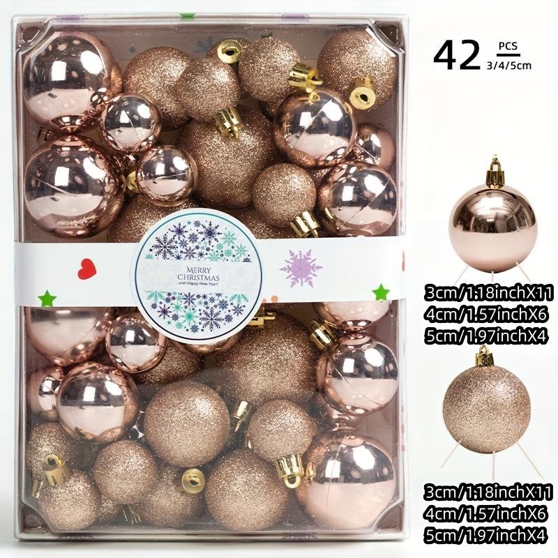 42pcs Classic Christmas Ornament Set - Assorted Colors, Round Plastic Hanging Balls for Tree Decoration, for Christmas