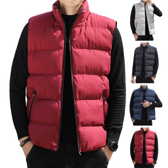 Men Waistcoat Stand Collar Sleeveless Slim Fit Vest Coat