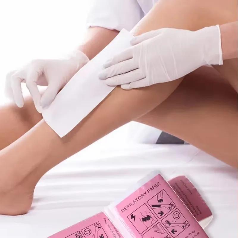 100 stk Fjerning Nonwoven Kroppsklut Hårfjerning Vokspapir Ruller Høy Kvalitet Hårfjerning Epilator Voksstripepapir