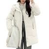 Women's Fashionable Mid-length Down Jacket With Hood And Thick Cotton-padded Coat