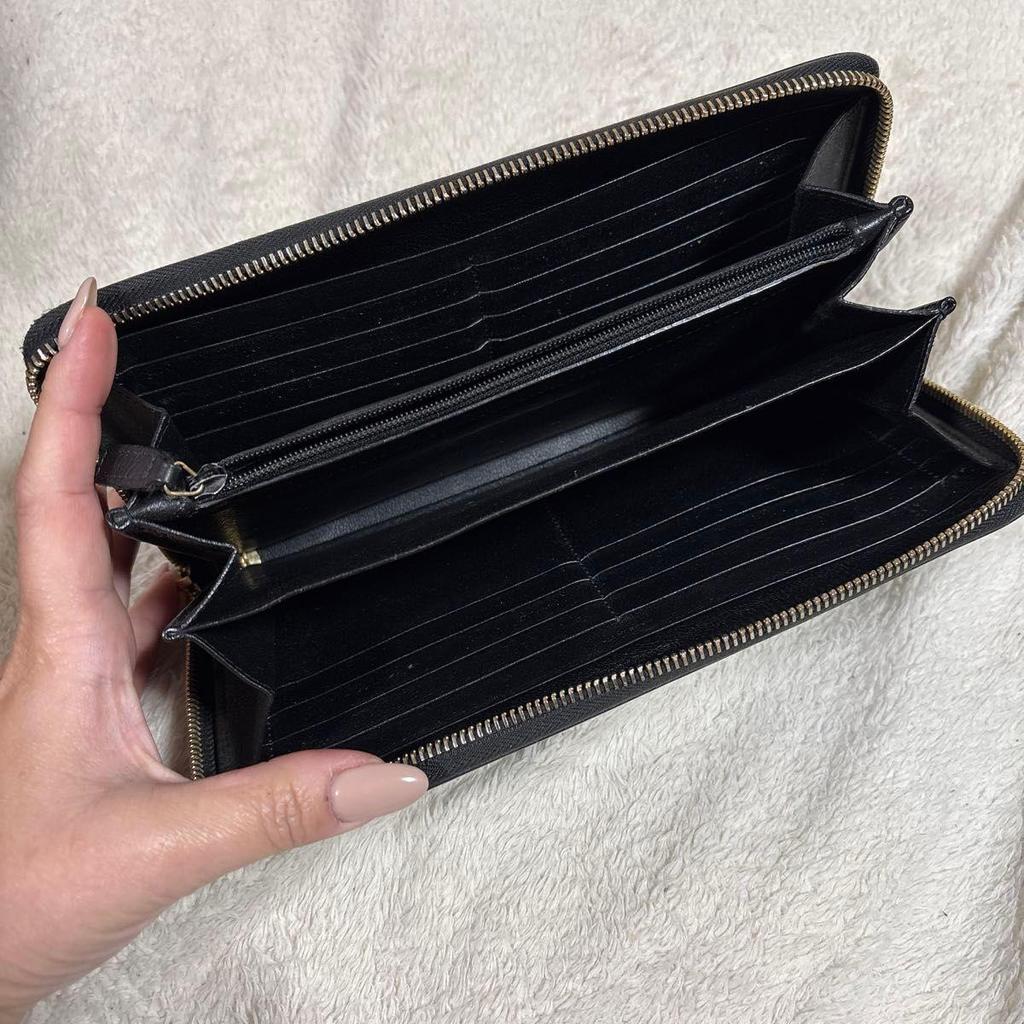 Used SAINT LAURENT PARIS YSL Round Zipper Long Wallet Black