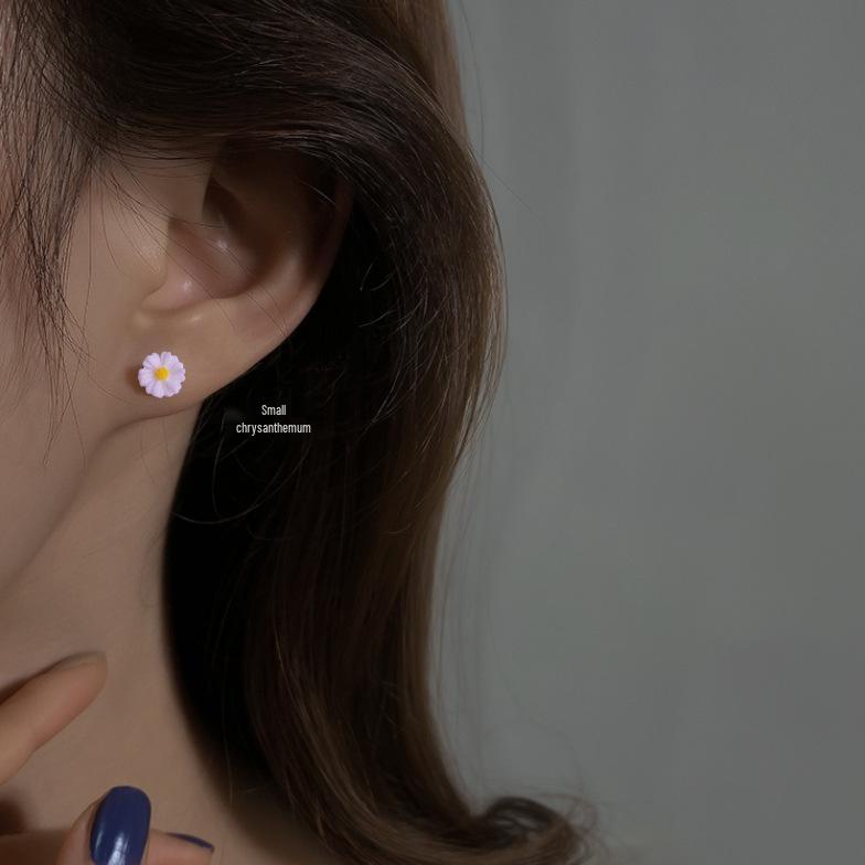 Children's Plastic Resin Rose Earrings Set