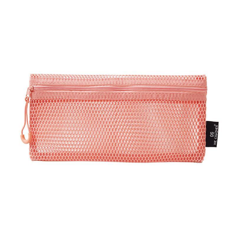 Breathable Mesh Zipper Storage Pouch Visible Large Capacity For Stationery Cosmetics Cables Travel