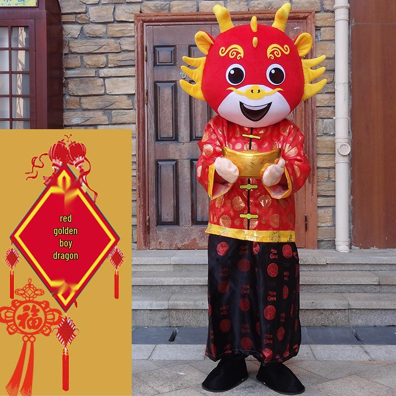 Dragon Zodiac Mascot Costume: New Year Cartoon Performance Outfit