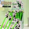 48 Pcs with Box Cartoon Panda Shake Music Soft Gel Neutral Pen Decompression Shake Pen Student Prize Gift Stationery Holiday Gift Novelty Stationery