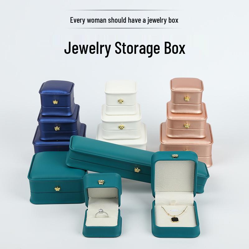 Crown Waist-Cinched PU Leather Jewelry Box for Earrings, Rings, Pendants, Necklaces, and Bracelets