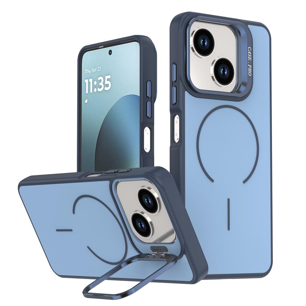 KEYSION Matte Hautgefühl Linsenständer Handyhülle für Magsafe für ZTE Blade A35E Magnetische Stoßfeste Rückabdeckung für ZTE Blade A35E