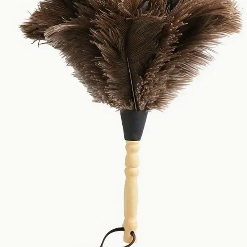 Feather Duster Wooden Handle Duster Anti-static Dust Removal Dusters Ostrich Duster Feather Fur Brush For Home Cleaning Tools