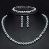 3 Stück CZ Grüner Kristall Armband Halskette und Ohrringe Sets Luxus Damen Hochzeit Zubehör Braut Schmuckset T030