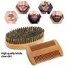 Professional Soft Boar Bristle Wood Beard Brush Hairdresser Shaving Brush Comb Men Mustache Comb Kit Hair Comb Set