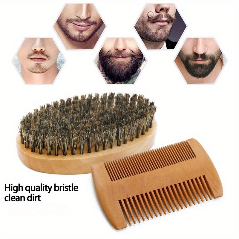 Professional Soft Boar Bristle Wood Beard Brush Hairdresser Shaving Brush Comb Men Mustache Comb Kit Hair Comb Set