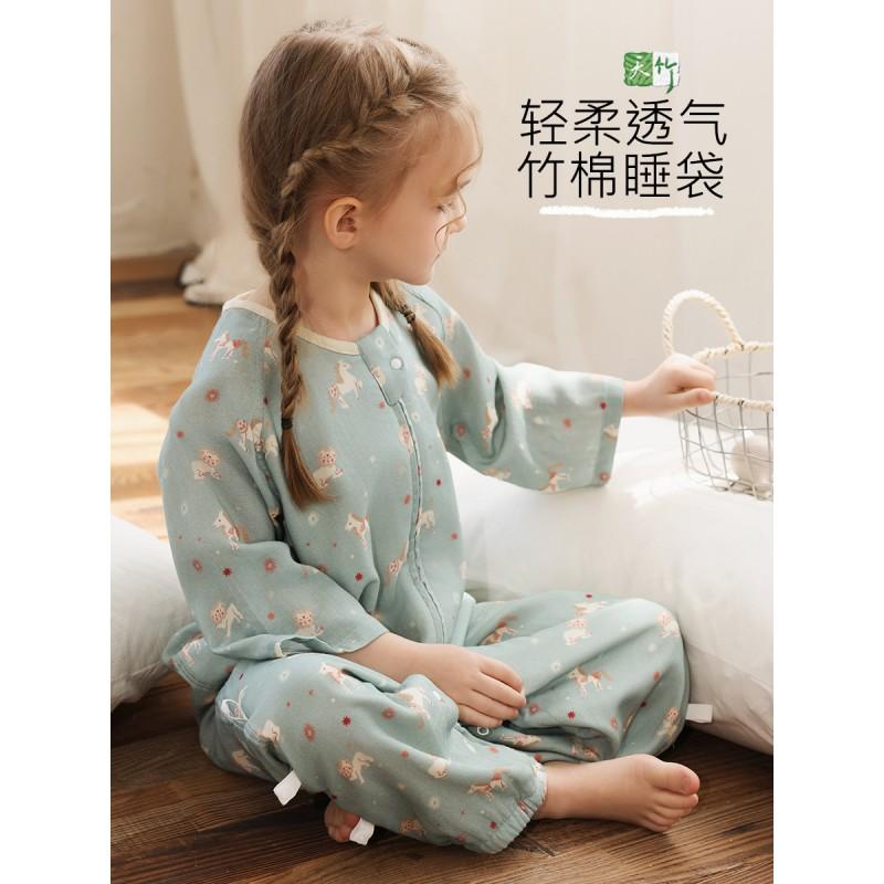 Bamboo Cotton Antibacterial Toddler Sleep Sack With Zipper Front 4 Buttons Back 2 Legged Lightweight Pajama
