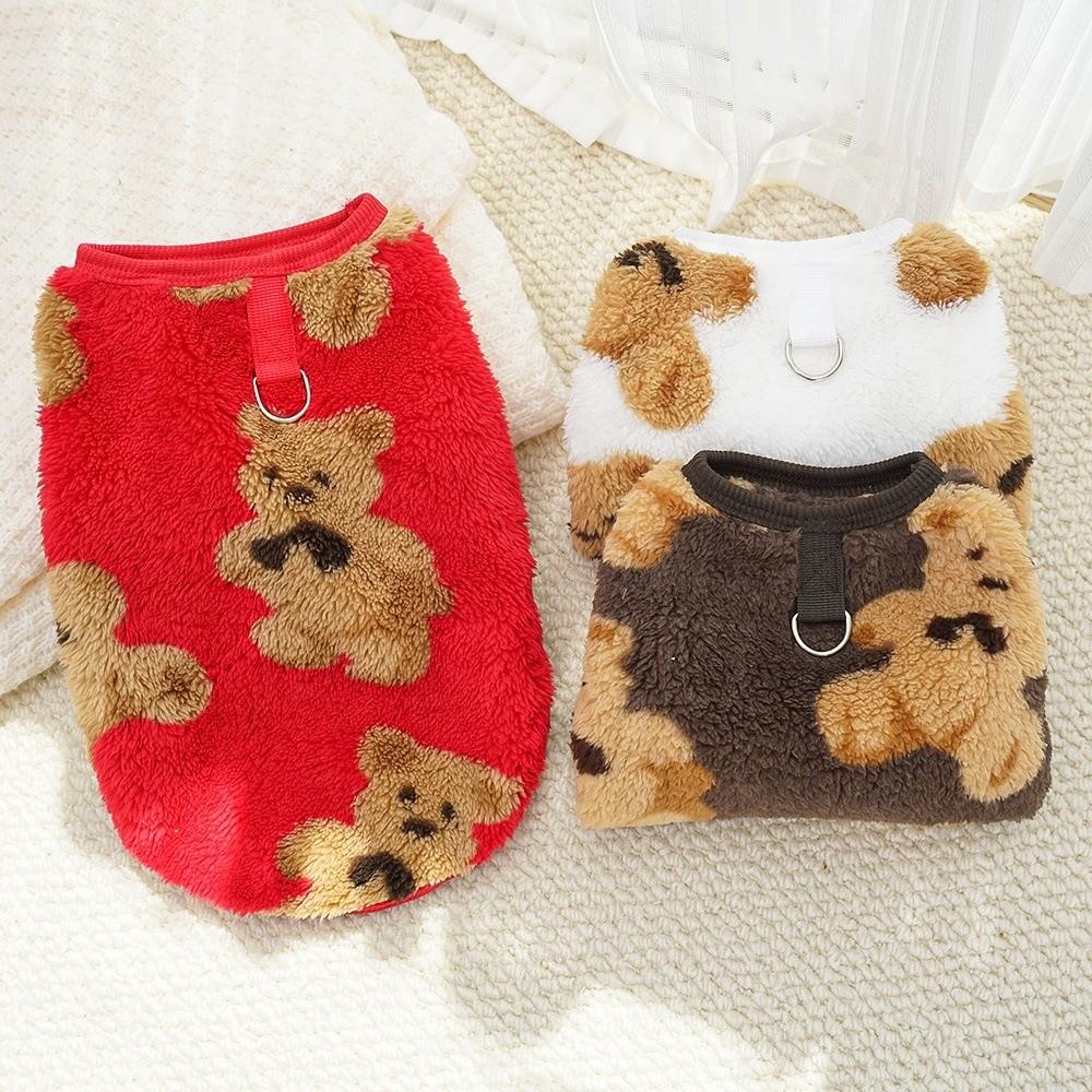 Trendy XS-9XL Winter Puppy Clothes Cute Bear Pattern Dog Sweater Dog Vest Warm Fleece Pet Supplies Vest Pitbull New Year's Gift