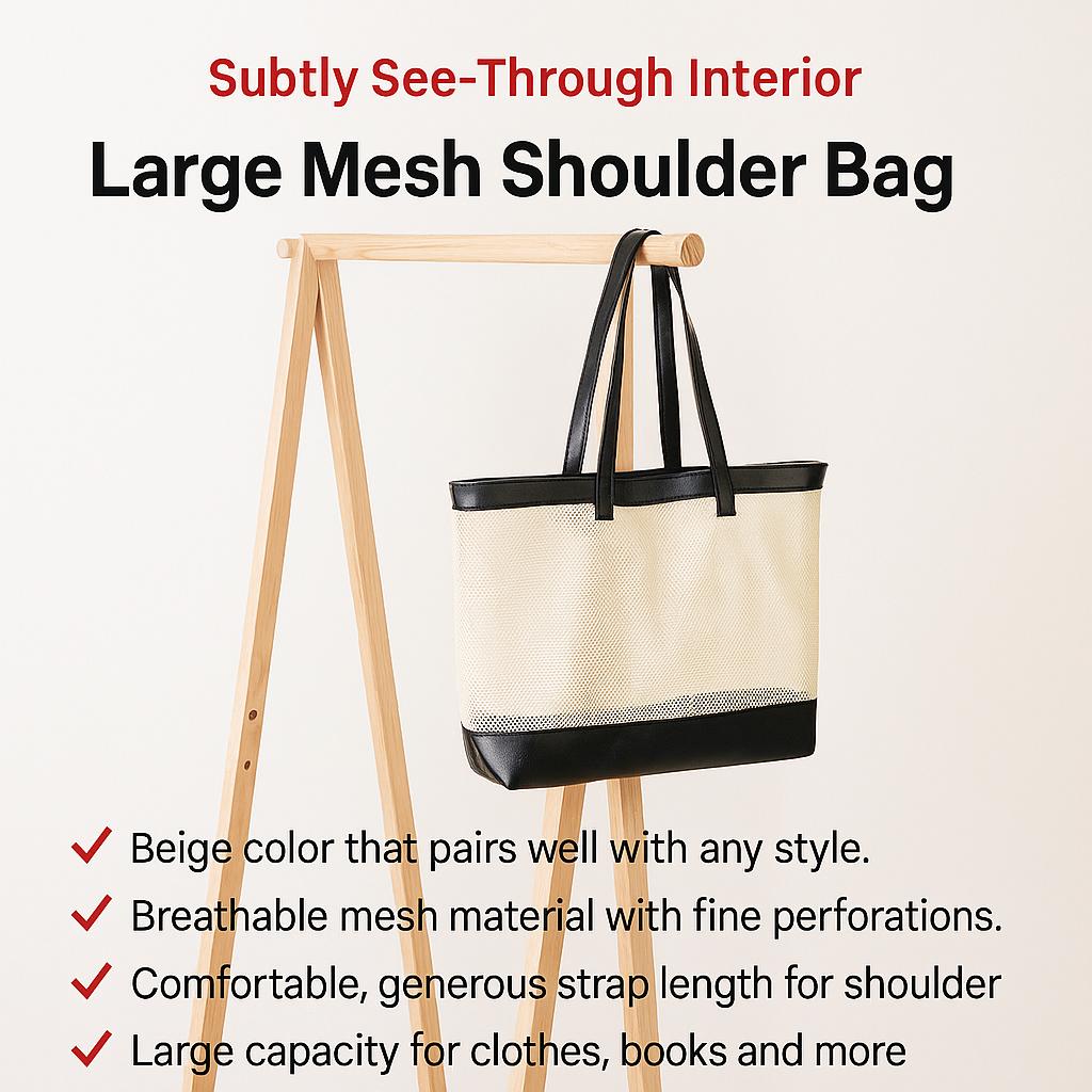 Daiso Large Mesh Shoulder Bag - Navy