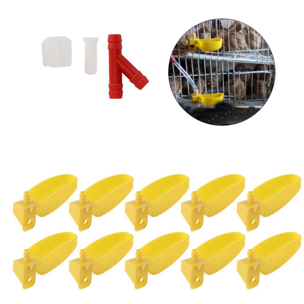 10Pcs Automatic Waterers Yellow Drinking Cups Bowl for Quail Chicken Birds Large Size