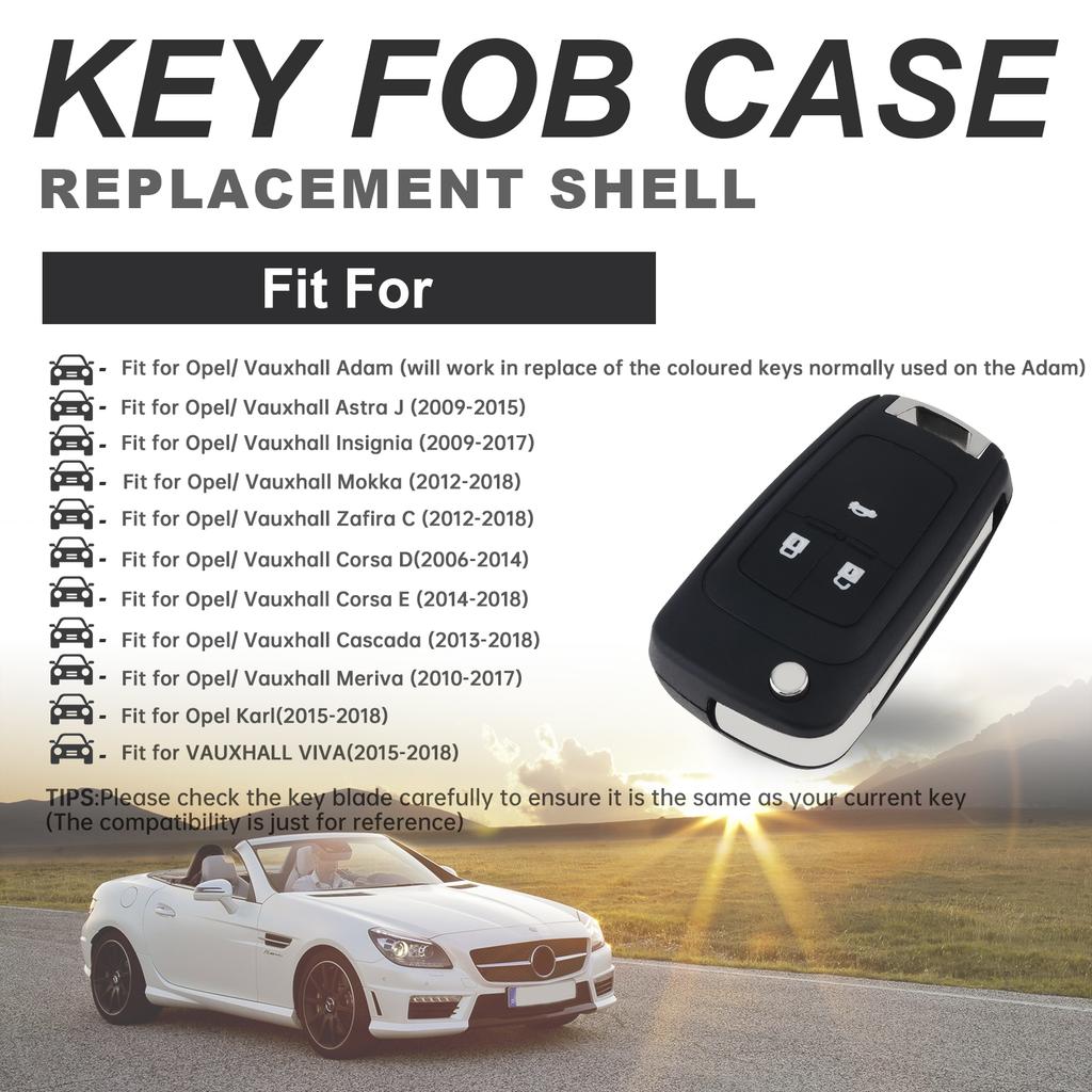 2 / 3 Tasten Auto Schlüsselanhänger Hülle Schale Passend für Opel / Zafira / Vauxhall Astra Insignia Vectra Corsa