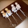 Silver needle zircon resin flower petal fringed earrings simple fashion exquisite stud earrings niche high-end earrings women