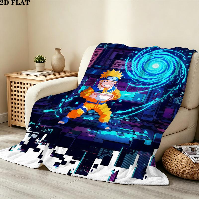 Uzumaki Naruto Printed Flannel Blanket, soft throw for bedroom sofa, washable, Christmas present, great gift.
