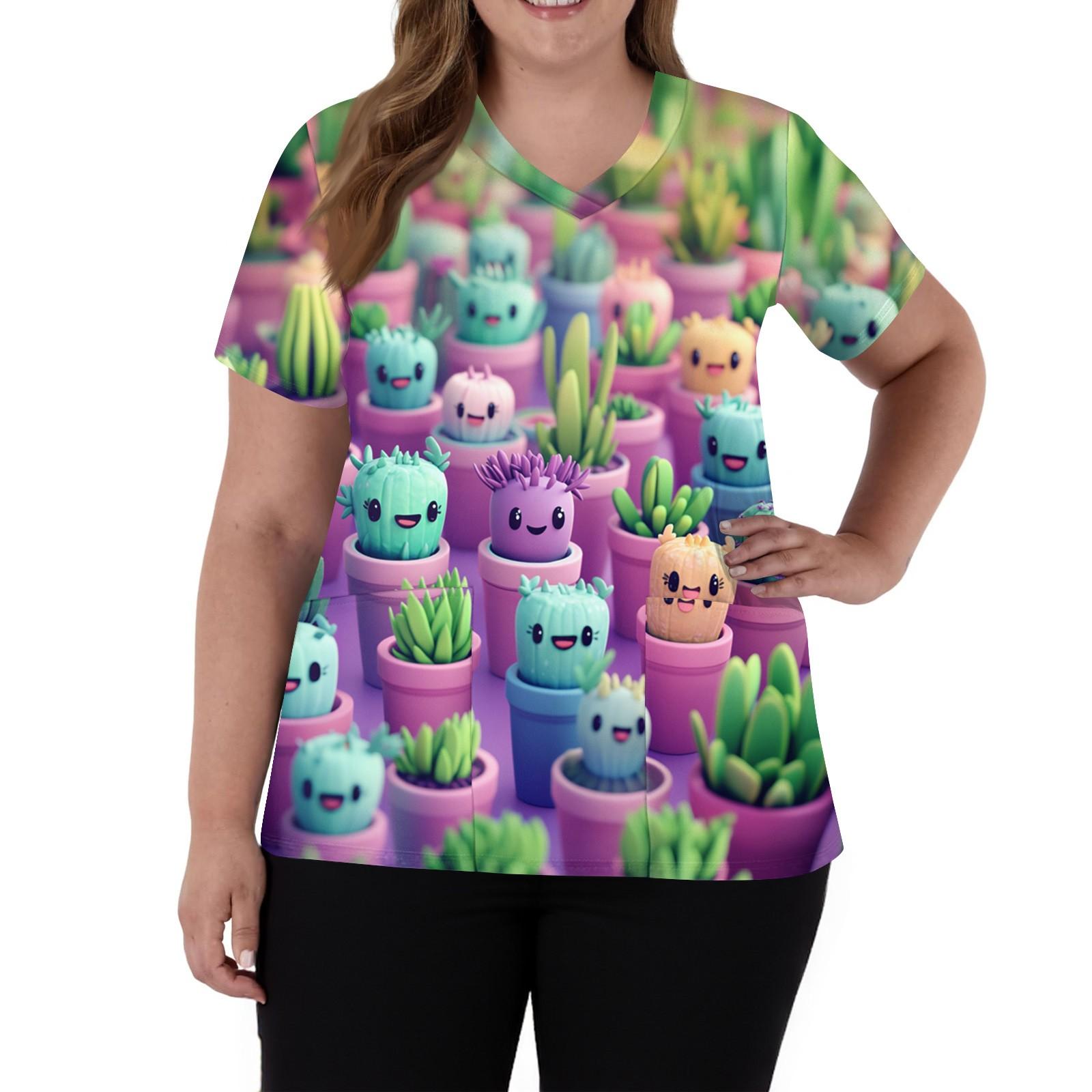 

Женская мода V-образный вырез короткий рукав комбинезон с карманами принт топы одежда XL фиолетовый