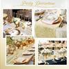 European Style Wedding Birthday Party Hot Stamping Mesh Table Runner Transparent Chiffon Sheer Sequin Tablecloth Hotel Room Holiday Decorat Table Flag