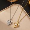Korean Style Valentine's Day Rhinestone Heart Pendant Titanium Necklace for Women - Light Luxury Clavicle Chain Jewelry