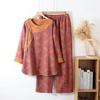 Chinese Style Loungewear Cotton Double Gauze Autumn Pajamas for Women Long Sleeve Pants Round Neck Pijamas 2 Piece Sets