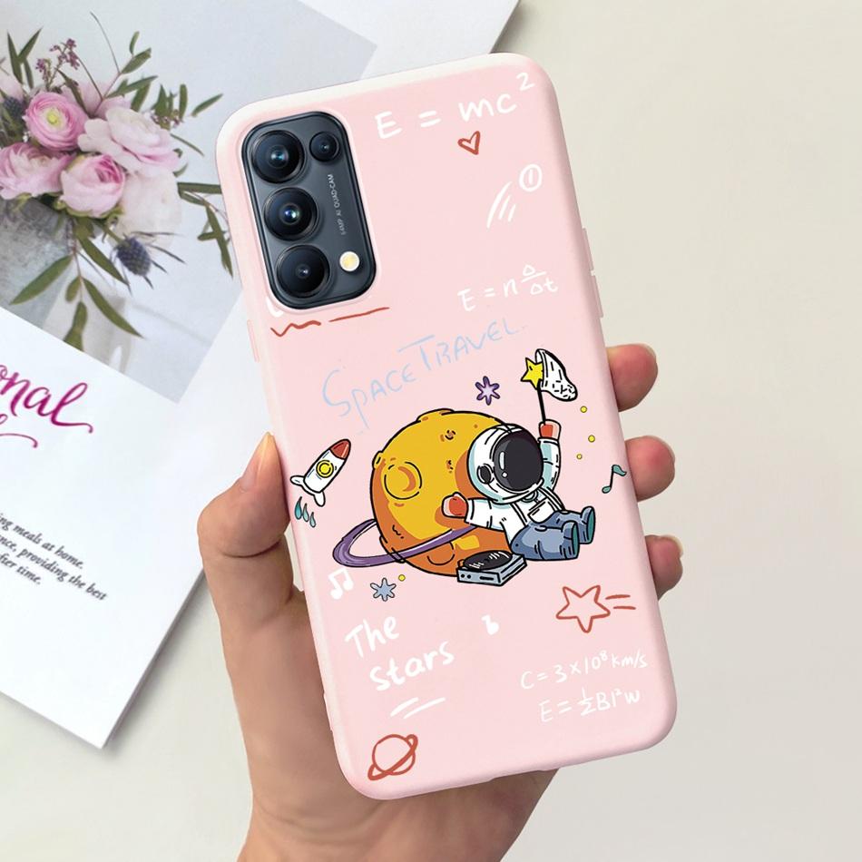 For OPPO Reno5 Pro 5G 4G Reno5 Phone Case Reno 5 5Pro CPH2201 CPH2145 Cute Cat Cartoon Candy Color Soft Silicone TPU Back Cover