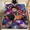 Warm Print Flannel Blanket Demon Slayer Theme Comfortable Throw for Bed Couch Sofa Chair Travel Picnic All-season-Xin