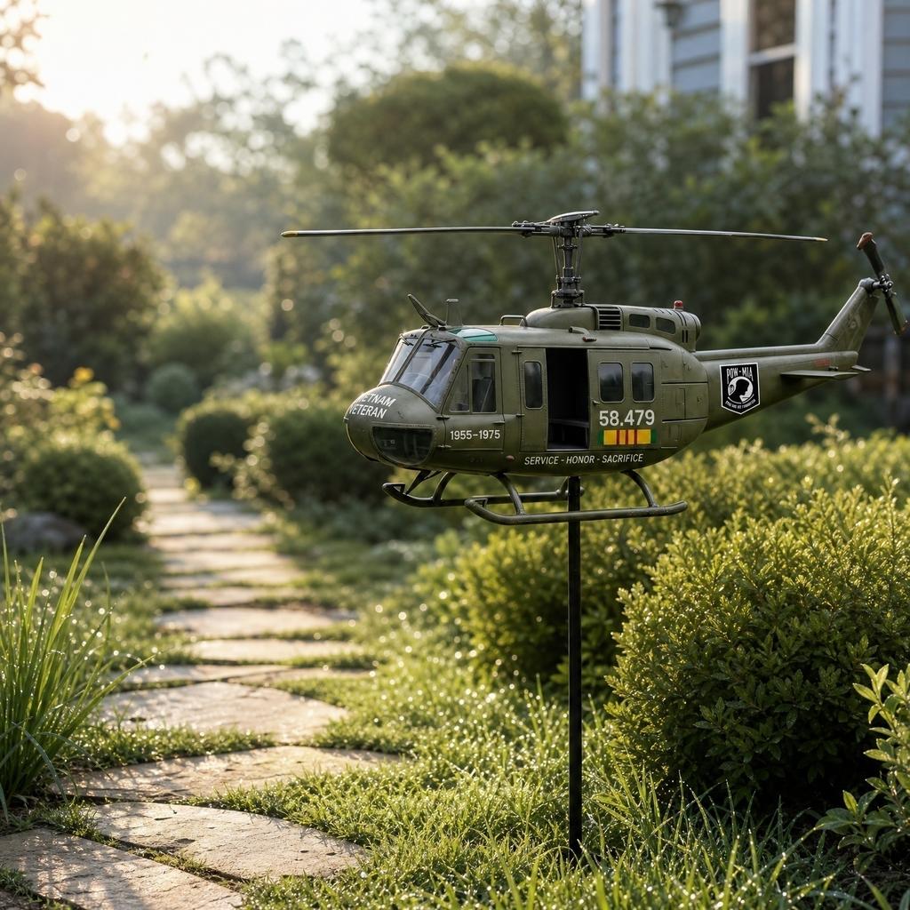 3D Metal Outdoor Garden Yard Rotatable Helicopter Wind Spinner Sculpture Decorative Lawn Art