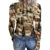 Camiseta de Fondo Delgado para Mujer Moda Casual Estampado Degradado Cuello Redondo Jersey Manga Larga Top