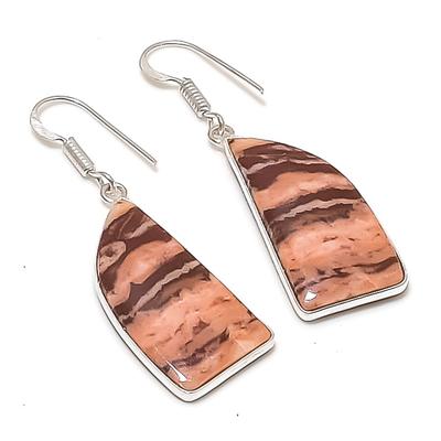 Natural Cappuccino Jasper Gemstone 925 Sterling Silver Earring 1.97" AE-11454