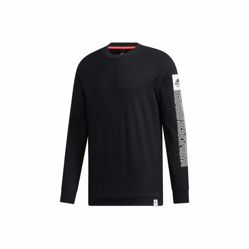 

adidas Printed Loose Fit Long-Sleeve Breathable Sports T-Shirt for Men, Black XS чёрный