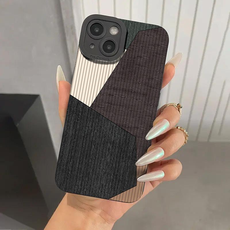 Luxury Vintage Wood Grain Pattern Phone Case For iPhone 17 Air 16 e 15 14 13 12 11 Pro Max Plus Mini SE Soft Silicone Cover iPhone 15 Plus
