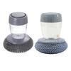 Yousheng Pot Cleaning Brush Comfort Grip Soap Dispensing Kitchen Scrubber with Replaceable Brush Head One-Hand Soap Control Non-Slip Ergonomic Handle
