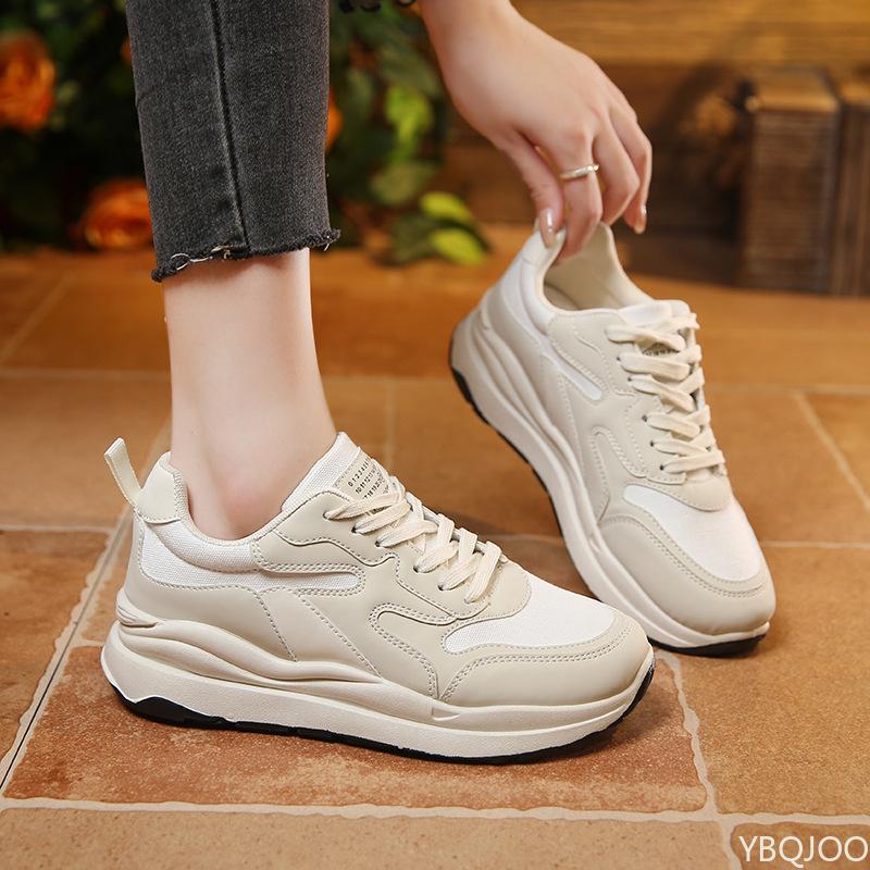 Thick Soled White Shoes New Versatile Casual Shoes Round Toe Flat Bottom Anti Slip Comfortable Wear-resistant Women's Shoes
