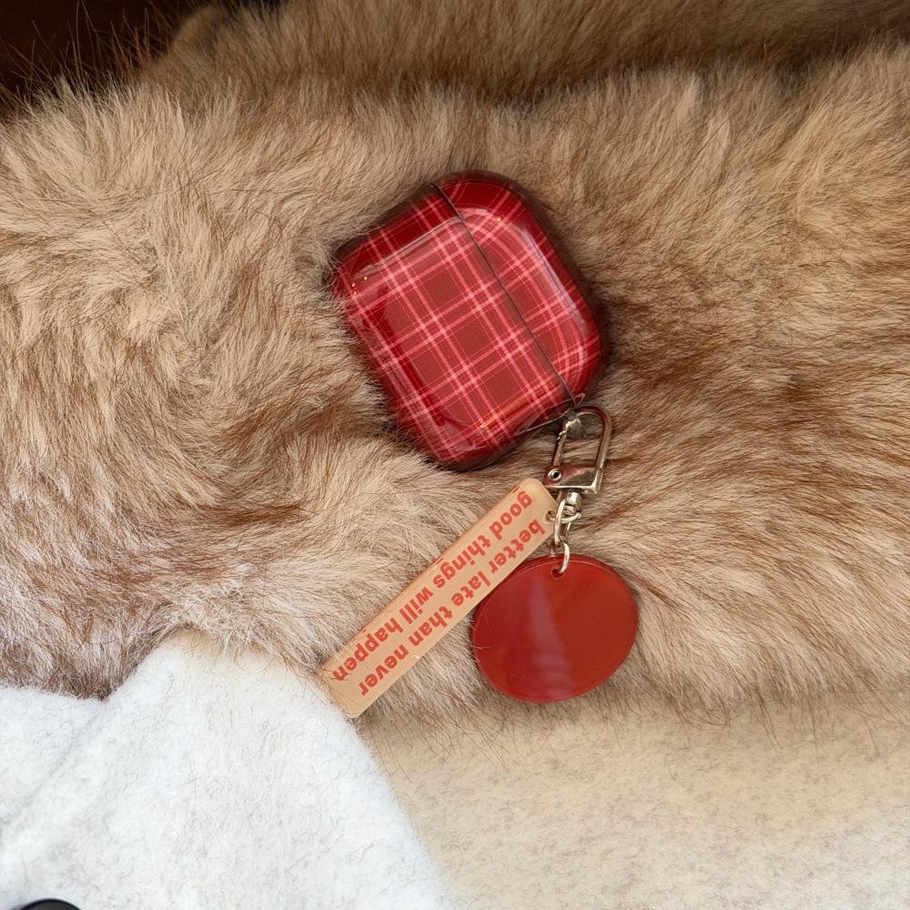 Applicable To Apple AirPods 1 /1 Generation Red Plaid Transparent Earphone Cover airpodsPRO1 Simple Bluetooth Case PRO