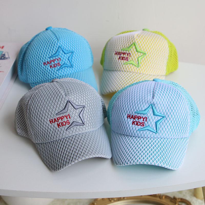 

Летние дети Бейсболка Звездная буква Вышивка Дышащая сетка Шапки Сплошной цвет Подростк Мальчики Snapback Хип-хоп Шляпа